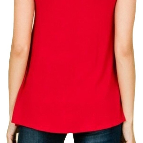 NEW Womens Solid Red Long Top With Side Buttons M - Picture 4 of 4